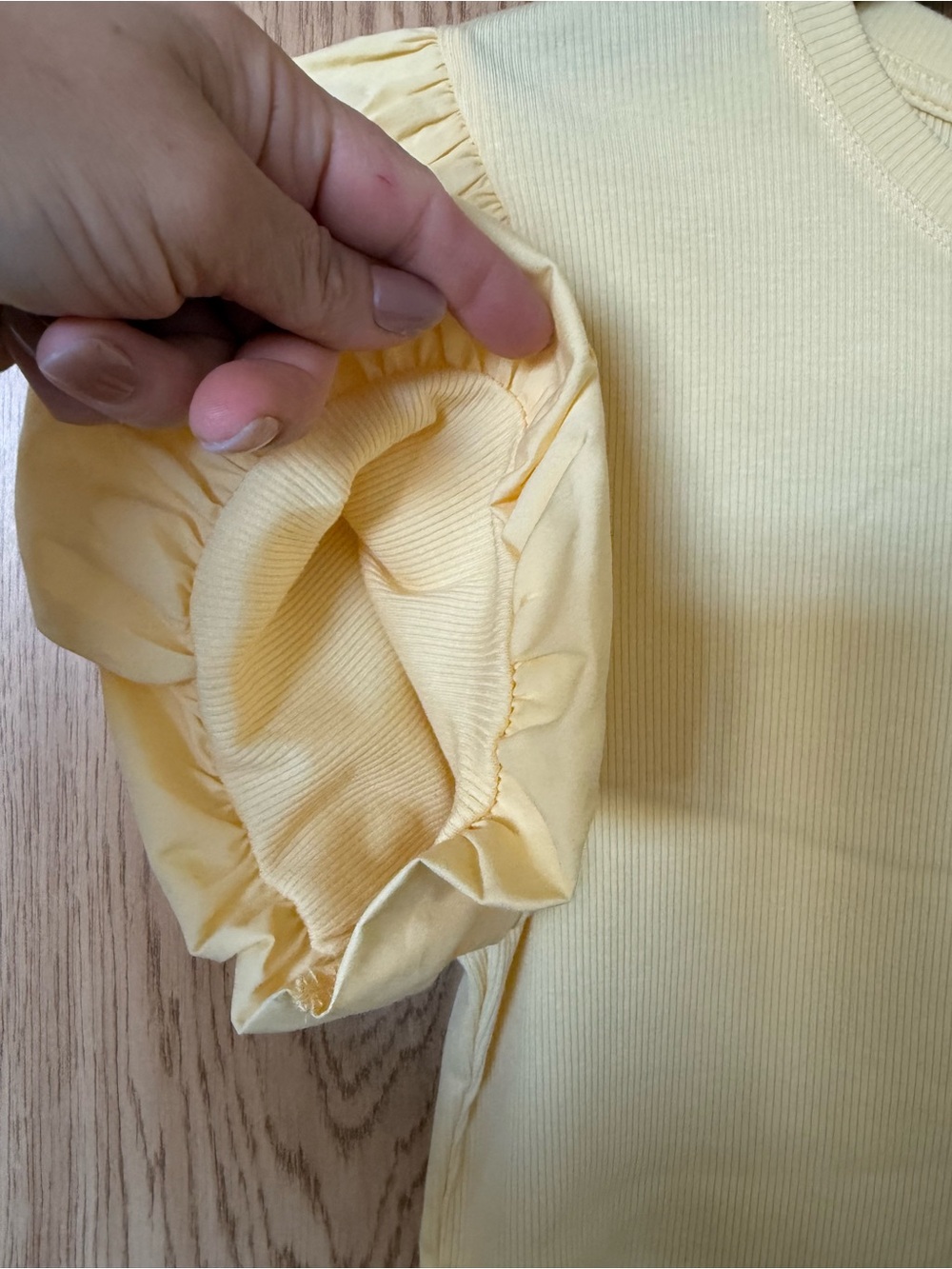 Truth Yellow Puff Sleeve Modal Ribbed Top - Picture 4 of 6